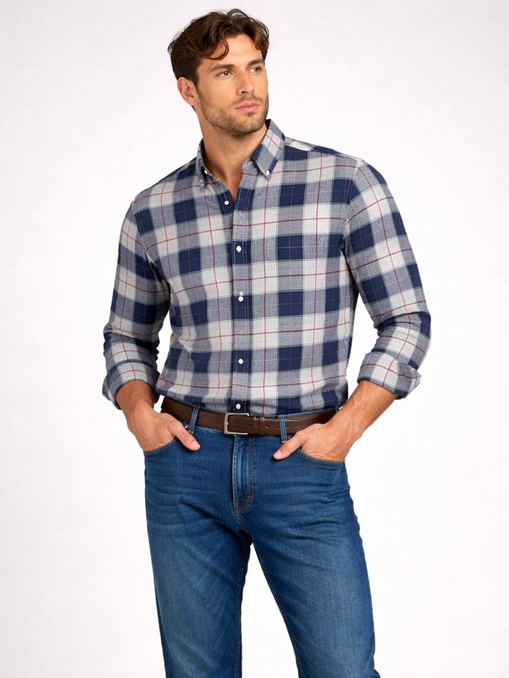 J. Crew Classic Oxford Slim Plaid Casual Button-Down Men's Everyday Shirt Sz S